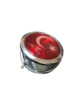 Türk Bayraklı El Aynası (Krem)