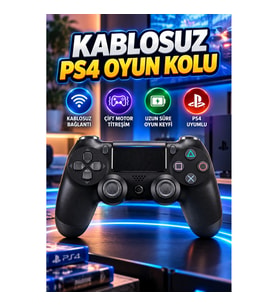 PS4 Uyumlu Kablosuz Oyun Kolu – Çift Motor Titreşim ve Uzun Batarya