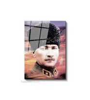 Dikey Cam Tablo Salon Duvar Tablosu Dikey Cam Cam Ata 004 Yeni Ev Hediyesi Ofis Tablosu