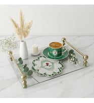 2 Adet Yeşil Pip Studio Uyumlu Nakışlı Kuş Detaylı Kokteyl Sunum Peçetesi 15x15cm