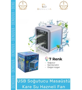 #MasaüstüFan USB Led Işıklı Portatif Soğutucu Nemlendirici Sessiz 18x18 Masaüstü Kare Su Hazneli Fan