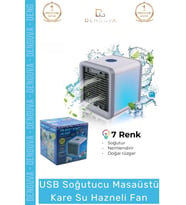 #MasaüstüFan USB Led Işıklı Portatif Soğutucu Nemlendirici Sessiz 18x18 Masaüstü Kare Su Hazneli Fan