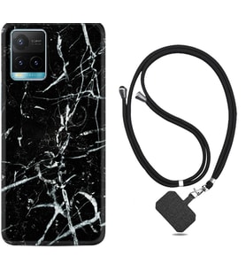 Vivo Y11S Y21S Y20 Y20S Y70 Kılıf Boyun Askılı Silikon Black Marble 3 1382