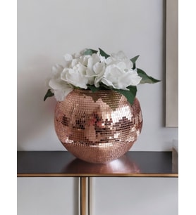 AYNALI CAM VAZO YUVARLAK BÜYÜK BOY ROSE GOLD (Rose - Gold)