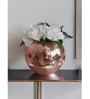 AYNALI CAM VAZO YUVARLAK BÜYÜK BOY ROSE GOLD (Rose - Gold)