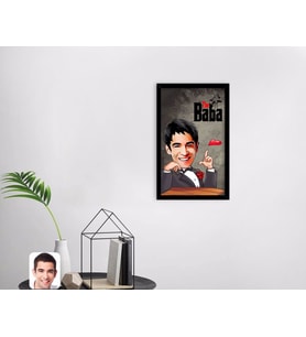 BK Gift Kişiye Özel Godfather Baba Karikatürlü Dekoratif Ahşap Siyah Çerçeveli Tablo-7