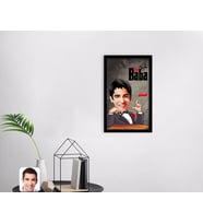 BK Gift Kişiye Özel Godfather Baba Karikatürlü Dekoratif Ahşap Siyah Çerçeveli Tablo-7
