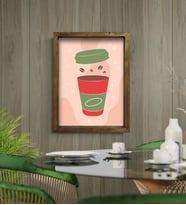 BK Gift Cafe & Bar & Restaurant Konseptli Doğal Masif Ahşap Çerçeveli Tablo-82