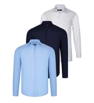 ÜÇLÜ SET G726 DEWBERRY GÖMLEK-BEYAZ-LACİVERT-MAVİ (Karışık)