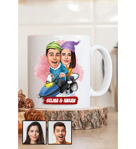 Sevgililere Komik Hediye Kış Temalı  Karikatürlü Beyaz Kupa Bardak