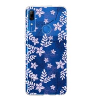 Huawei P Smart Z Uyumlu Kapak Floral Lila Tasarımlı Şeffaf Silikon Kılıf