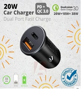 20W PD Çift Bağlantı Hızlı Mini Araç Şarj Cihazı ve iPhone ve Android Cihazlar için