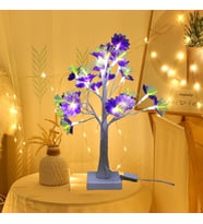 Led Işıklı Çiçek Masa Lambası, Mor, 45x45