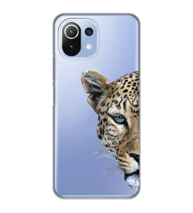 Xiaomi Mi 11 Lite Uyumlu Kaplan Desenli Şeffaf Telefon Kılıfı