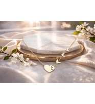 Kişiye Özel 925 Ayar Gümüş Tasarım Kalp Kelebek Model Kolye (Gold)