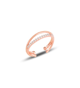Gümüş rose zirkon taşlı ayarlamalı yüzük SGTL11928ROSE