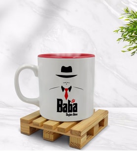 BK Gift Kişiye Özel Baba Godfather Tasarımlı İçi Kırmızı Renkli Kupa Bardak Model 17