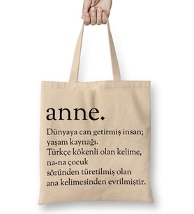 Anne Kelime Bez Çanta Uzun Saplı