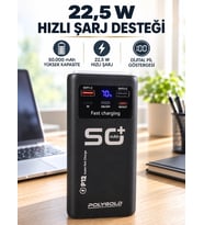 Yüksek Kapasiteli 50.000 Mah Powerbank 22,5 W Hızlı Şarj 4 Dahili Kablo Led Aydınlatma
