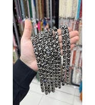 Tibet Akik Taşı Silindir Kesim Siyah Beyaz 10x14mm Doğal Taş Dizi