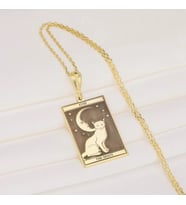 Kişiye Özel 925 Ayar Gümüş The Moon Tarot Kart Kolye (Gold)