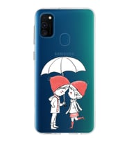 Samsung Galaxy M30s Kapak Aşk Tasarımlı Şeffaf Silikon Kılıf
