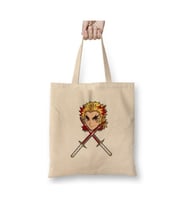 Rengoku Demon Slayer İblis Keser Anime Bez Çanta Uzun Saplı Alışveriş Çantası Plaj Çantası (Beyaz)