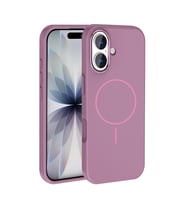 Apple iPhone 17 Uyumlu Kılıf M-Safe Şarj Özellikli Metal Kamera Çerçeveli Zore Edi Silikon Kapak (Mor)