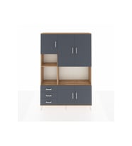 Arges Gardrop 9 Raflı 3 Çekmeceli 5 Kapaklı 132x30x195 Çam-Antrasit