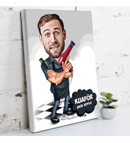 Erkek Kuaför İçin Karikatürlü Kanvas Tablo