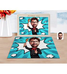 BK Gift Kişiye Özel Erkek Chef Karikatürlü 1000 Parça Profesyonel Puzzle-1