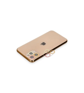 İphone 11 Pro Max Renkli Kamera Lens Koruma Cam - Turuncu-kırmızı