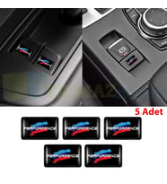 Bmw M Performance Logo Direksiyon Jant Vites Torpido Damla Silikon Oto Sticker 5 Adet ( 17 x 11 mm Ölçü )