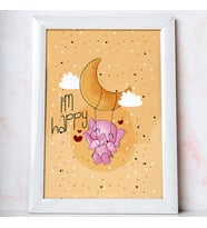 Ezgoola Kız & Bebek Odası Koleksiyonu / I'm happy fil / Yenidoğan Bebek Tablo / Bebek Odası Poster / Pastel Renkler Tasarımlar / Bebek Duvar Sanatı /  Hediye / Poster (Beyaz)