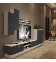 Decoraktiv Eko 6B Mdf Dvd Tv Ünitesi Tv Sehpası - Beyaz Antrasit (Beyaz - Antrasit)