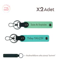 Hemşireye Anlamlı Sürpriz, İsim & Soyisim Kişiselleştirilmiş 2’li Anahtarlık, Yeşil-Turkuaz-Lacivert