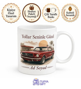 Klasik Otomobil Sevenlere Retro Araba Baskılı Hediye Kupa Bardak