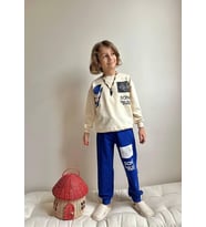 Cg Kids Sonic Baskılı 2 Iplik Erkek Çocuk Alt Üst Süper Tarz Takım Krem Sırt Baskı Detay
