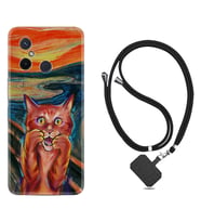 Xiaomi Redmi 12C Kılıf Silikon Boyun Askılı İpli Desenli Silikon Tablo Cat 1788