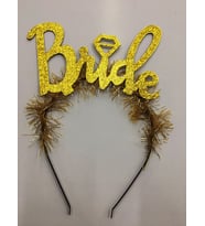Altın Renk Bekarlığa Veda İtalik Yazı Alyanslı Bride Taç