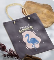 BK Gift Yaz Temalı Antrasit Halat Saplı Kumaş Plaj Çantası -7, Baskılı Omuz Çantası, Alışveriş Çantası, Arkadaşa Hediye, Sevgiliye Hediye