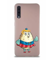 Samsung Galaxy A50S Soft Premier Kapak Bayan Puff Tasarımlı Silikon Kılıf - Pudra (Şeffaf)