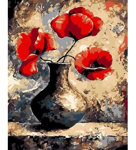 Vazodaki Gelincikler Sayılarla Boyama Seti 40x 50 cm ( Tuval Şasesine Gerili)