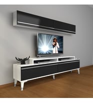 Decoraktiv Ekoflex 5 Mdf Silver Tv Ünitesi Tv Sehpası - Beyaz Siyah (Siyah - Beyaz)
