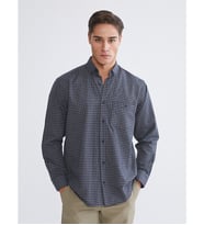 LCWAIKIKI Classic Lacivert Regular Fit Uzun Kollu Ekose Gabardin Erkek Gömlek