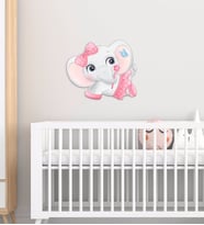 BK Gift Sevimli Fil Tasarımlı Çocuk Odası Ahşap Duvar Süsü-4 (Beyaz)