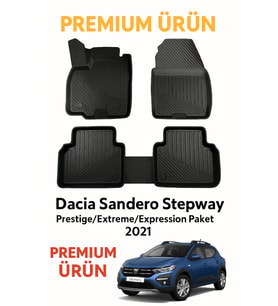 Dacia Sandero Stepway 2021+ Araca Özel Bardaklıklı 3D Havuzlu Paspas
