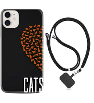 Apple iPhone 11 12 13 Mini Kılıf Boyun Askılı Silikon Cats 1792