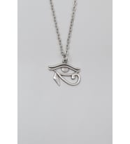 Ra'nın Gözü - Horus'un Gözü Düz Ezme Zincir Kolye - Antik Gümüş Kaplama - Kadın Erkek - 60 cm