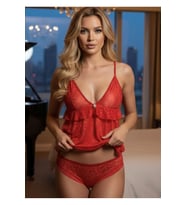 Premium Seri Kırmızı Leopar Desenli İkili Takım